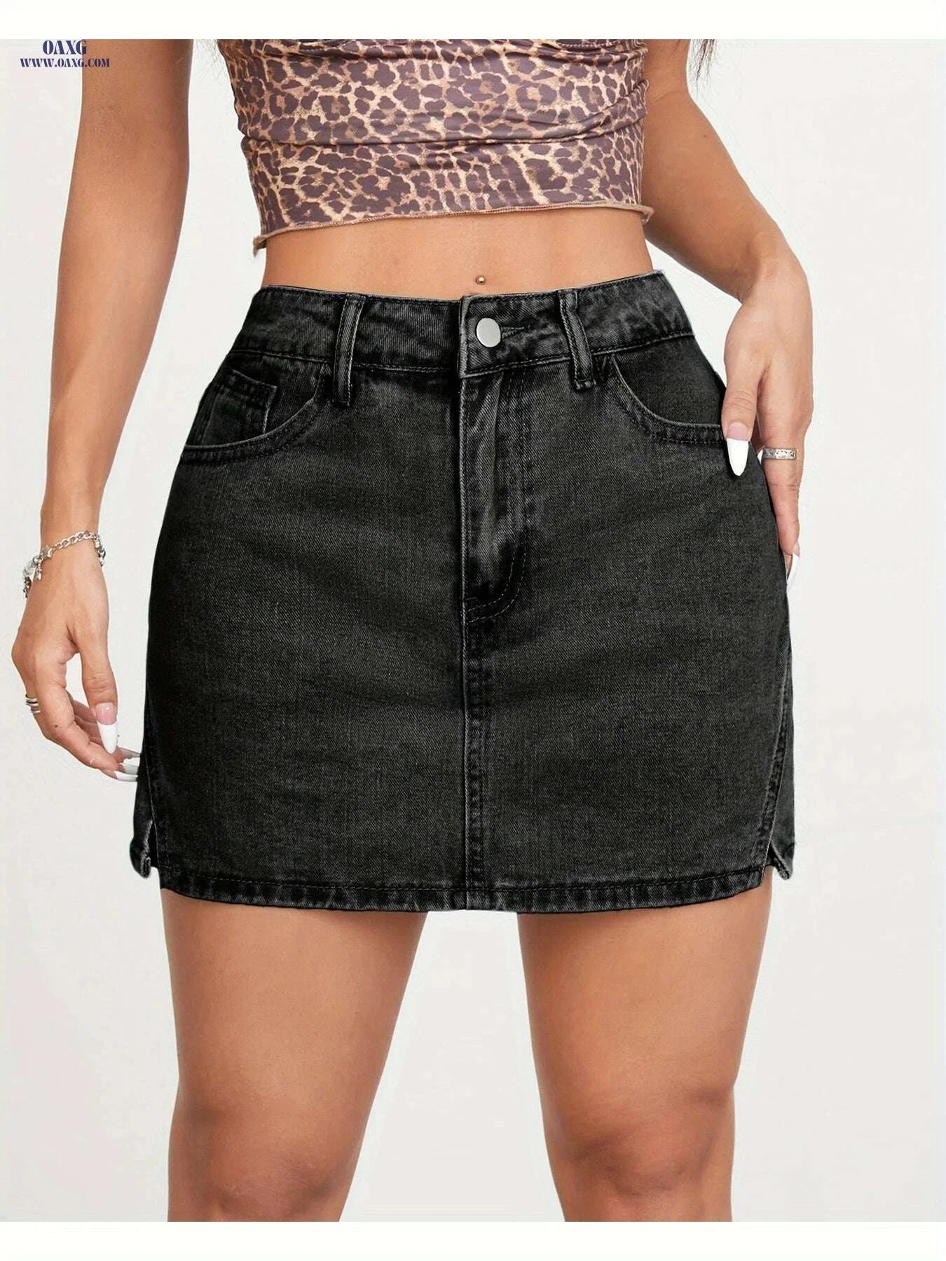 FLVSUN High Waisted Denim Skorts - Vintage Mini Shorts with Slit   OAXG 