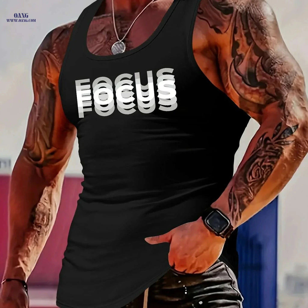 FOCUS Performance Tank Top - Moisture-Wicking Men's Workout Shirt   OAXG Black / S