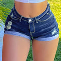 FORESI Women's Elastic Denim Shorts - Ripped & Fashionable Summer Style   OAXG 