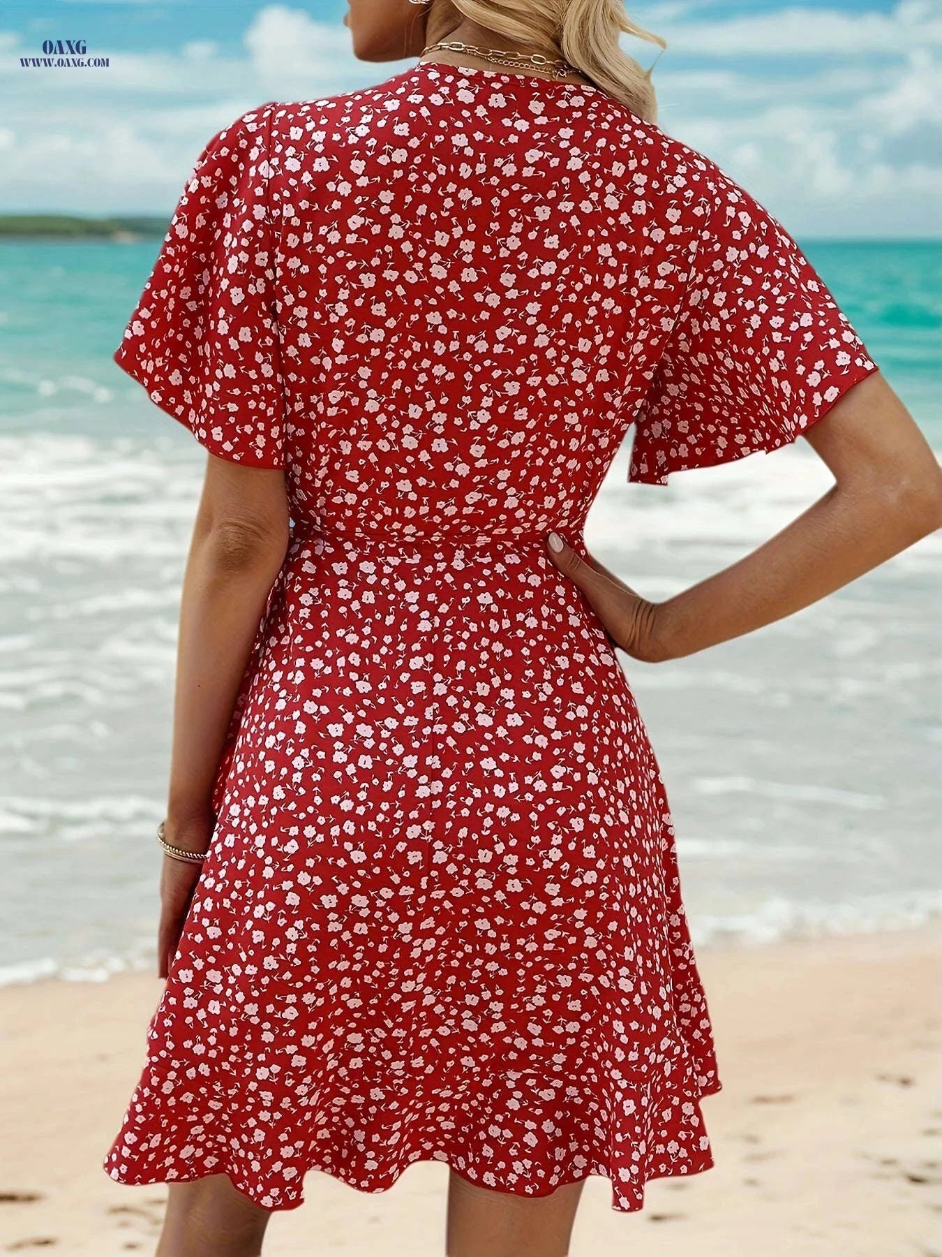 Fortune-Attracting Ruffle Hem Maxi Dress for Women - All-Season Style   OAXG 