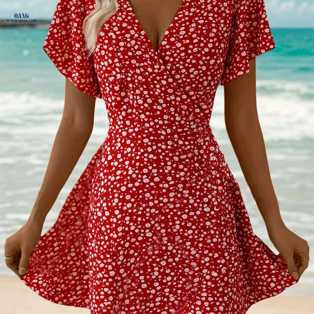 Fortune-Attracting Ruffle Hem Maxi Dress for Women - All-Season Style   OAXG 