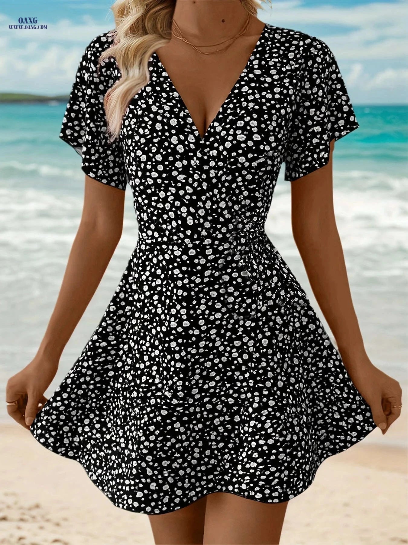 Fortune-Attracting Ruffle Hem Maxi Dress for Women - All-Season Style   OAXG 