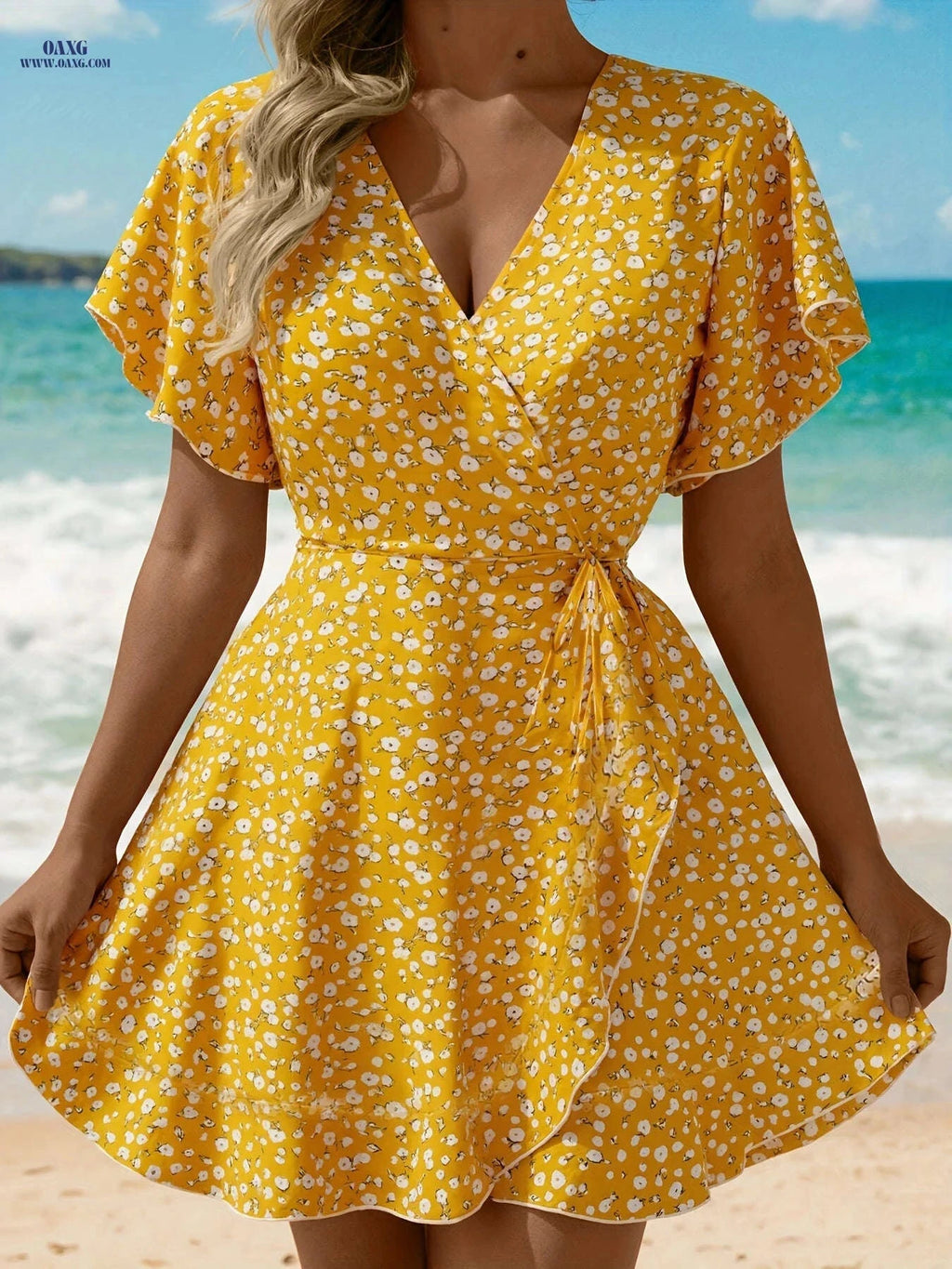 Fortune-Attracting Ruffle Hem Maxi Dress for Women - All-Season Style   OAXG 