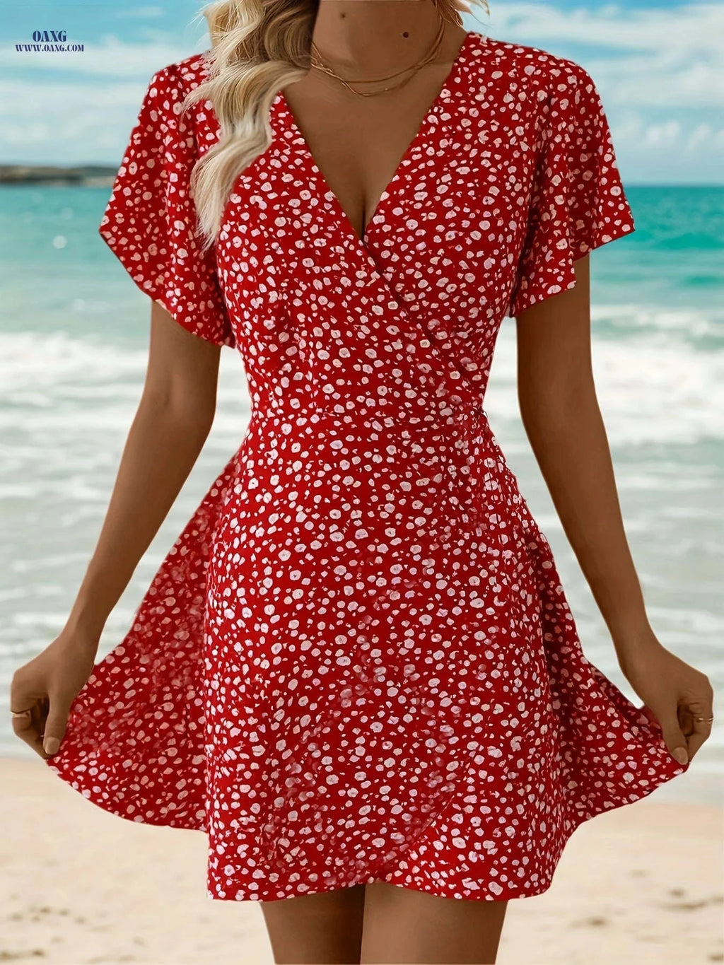 Fortune-Attracting Ruffle Hem Maxi Dress for Women - All-Season Style   OAXG 
