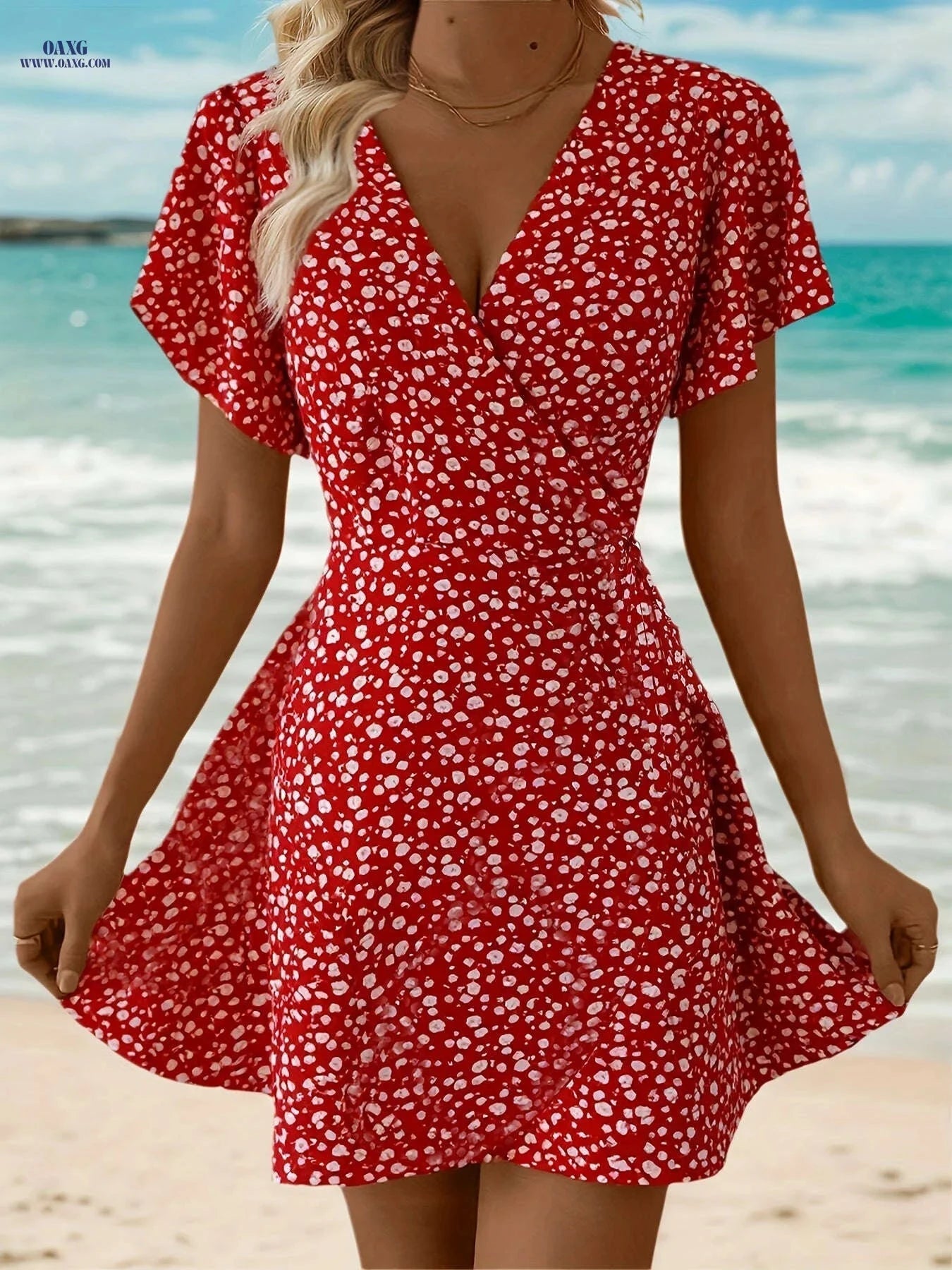 Fortune-Attracting Ruffle Hem Maxi Dress for Women - All-Season Style   OAXG 