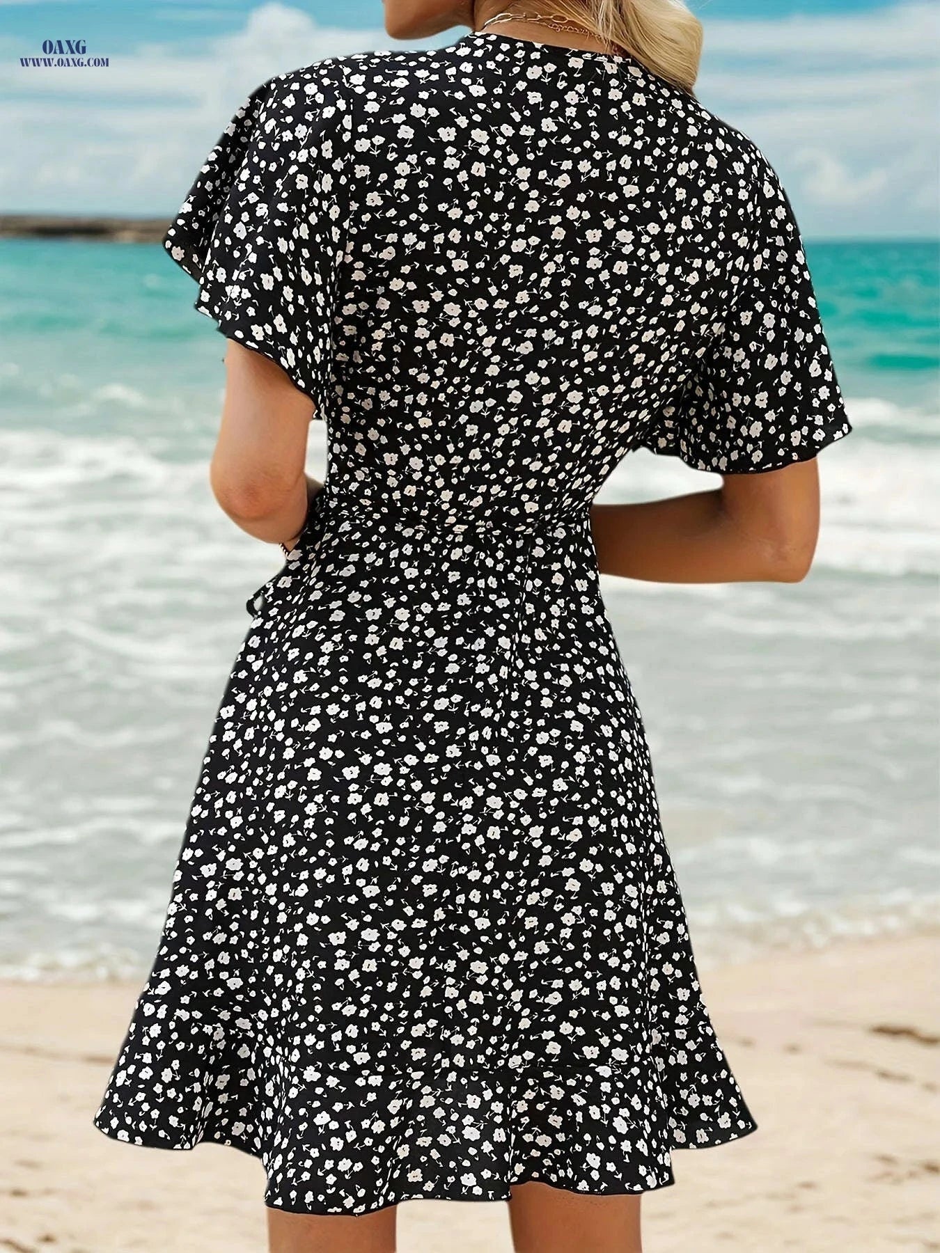 Fortune-Attracting Ruffle Hem Maxi Dress for Women - All-Season Style   OAXG 
