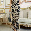 French Elegance Khaki Floral Ruffle Jumpsuit - Stylish for All Seasons   OAXG 