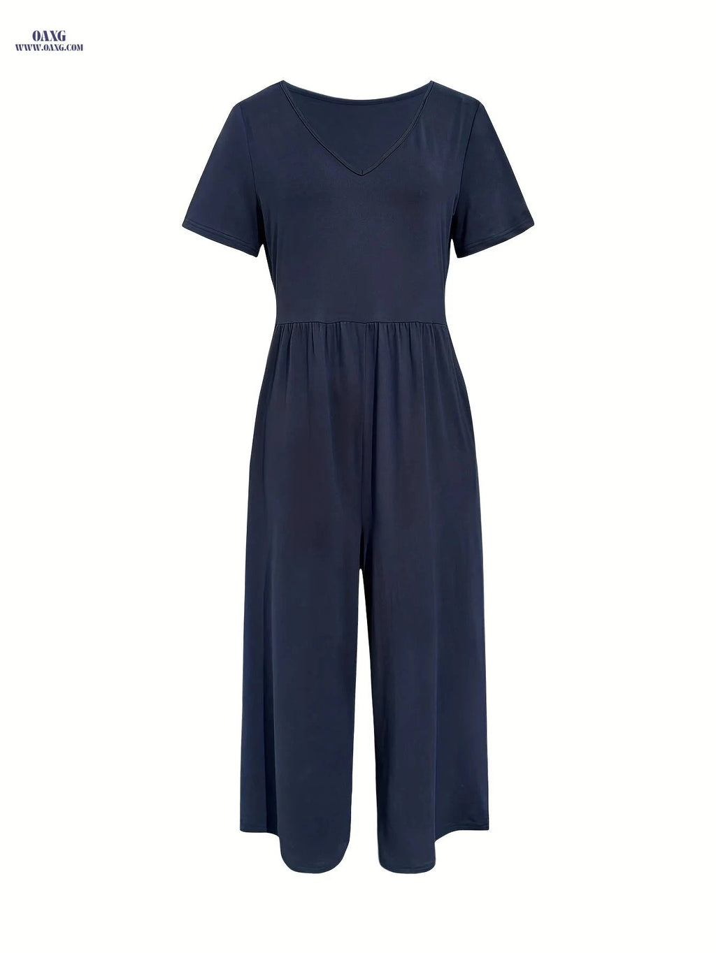 French-Style Women’s Casual Jumpsuit - Minimalist Solid Color Design   OAXG 