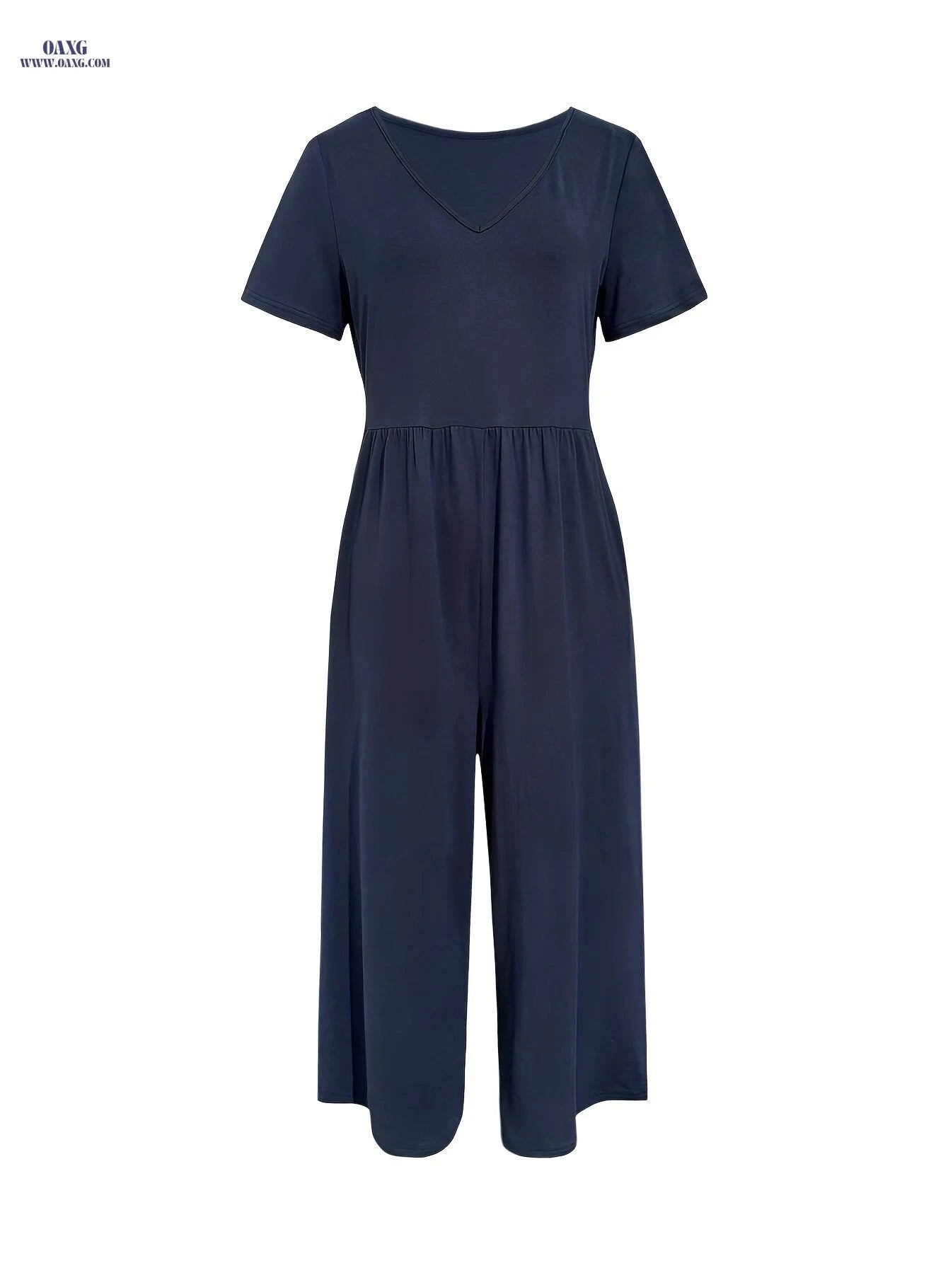 French-Style Women’s Casual Jumpsuit - Minimalist Solid Color Design   OAXG 