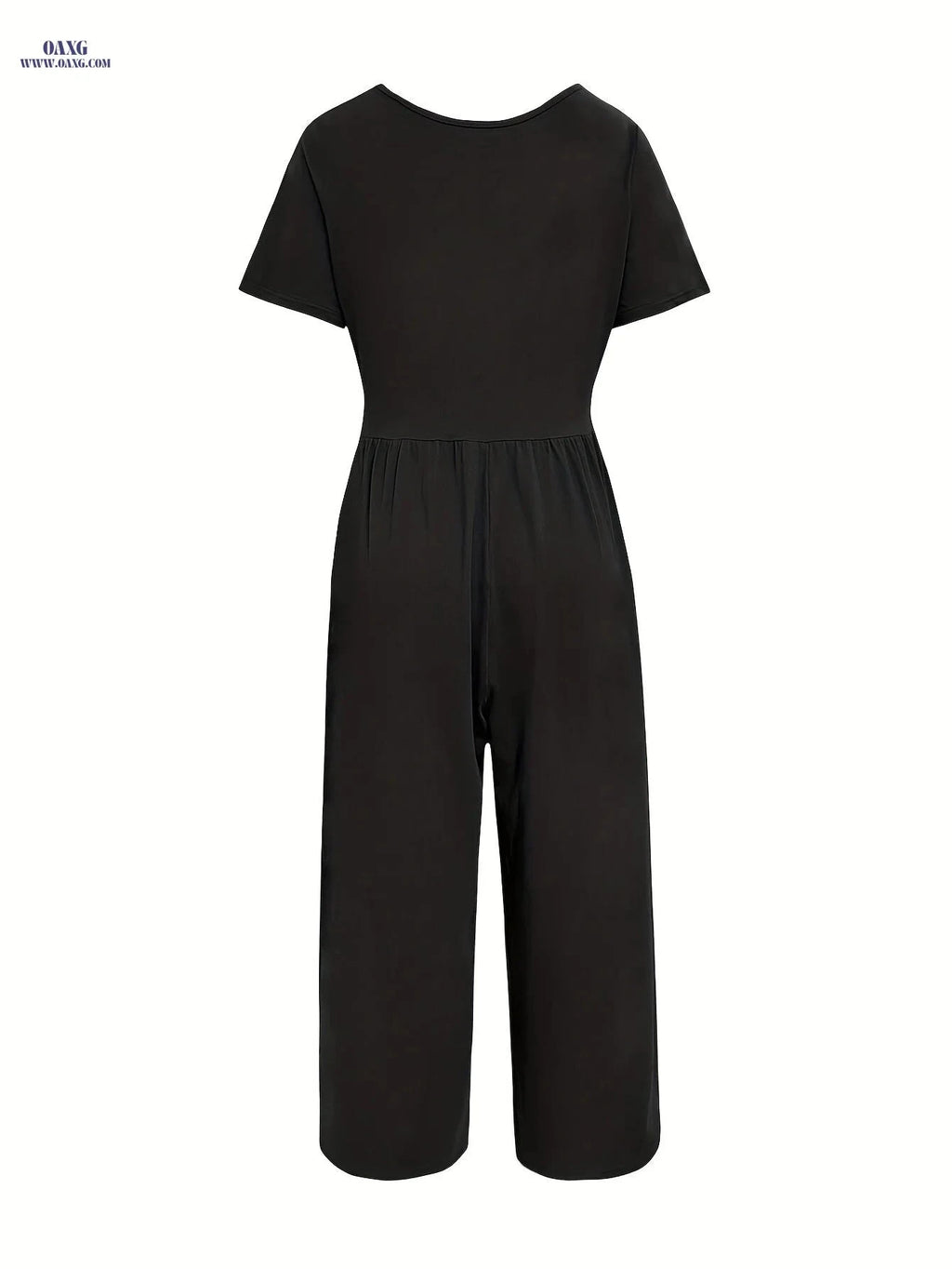 French-Style Women’s Casual Jumpsuit - Minimalist Solid Color Design   OAXG Navy Blue / S