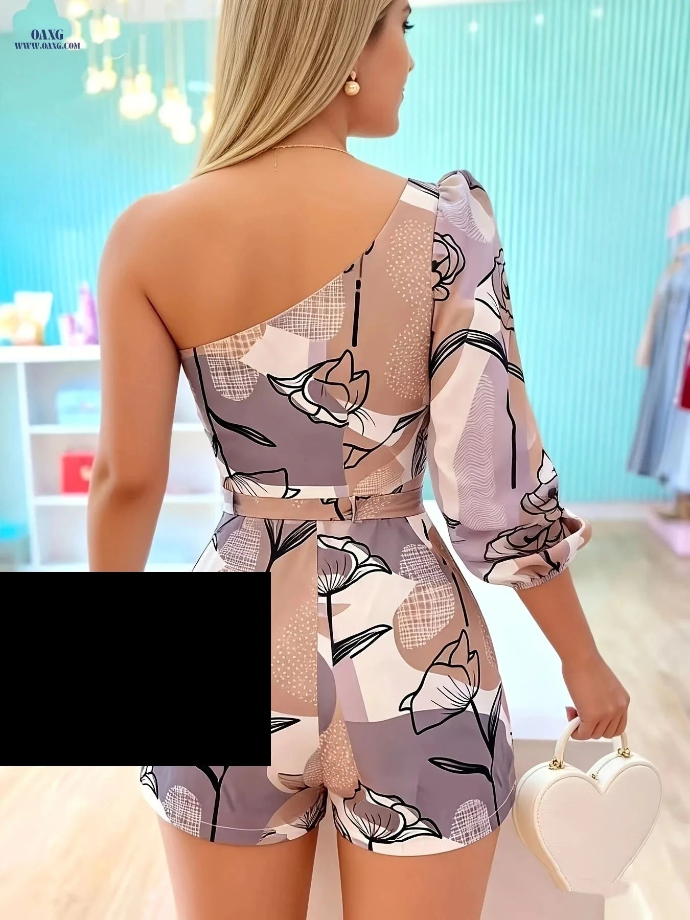 Fresh Purple Jumpsuit - Waist-Cinching Tie-Strap Romper for Spring   OAXG Mixed colors / S