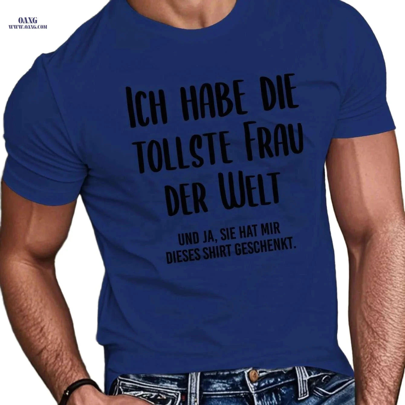 Funny German Phrase T-Shirt - Men's Casual Summer Tee, Geometric Print   OAXG 