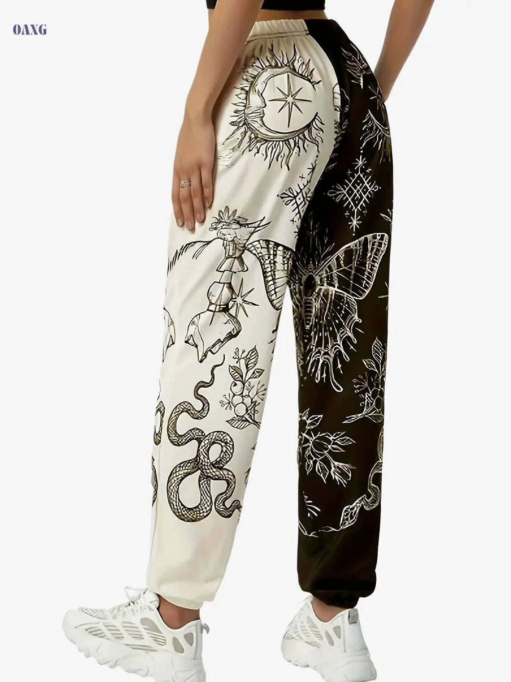 Funny Print Women's Casual Sports Pants - Elastic Waist Athleisure Style   OAXG 