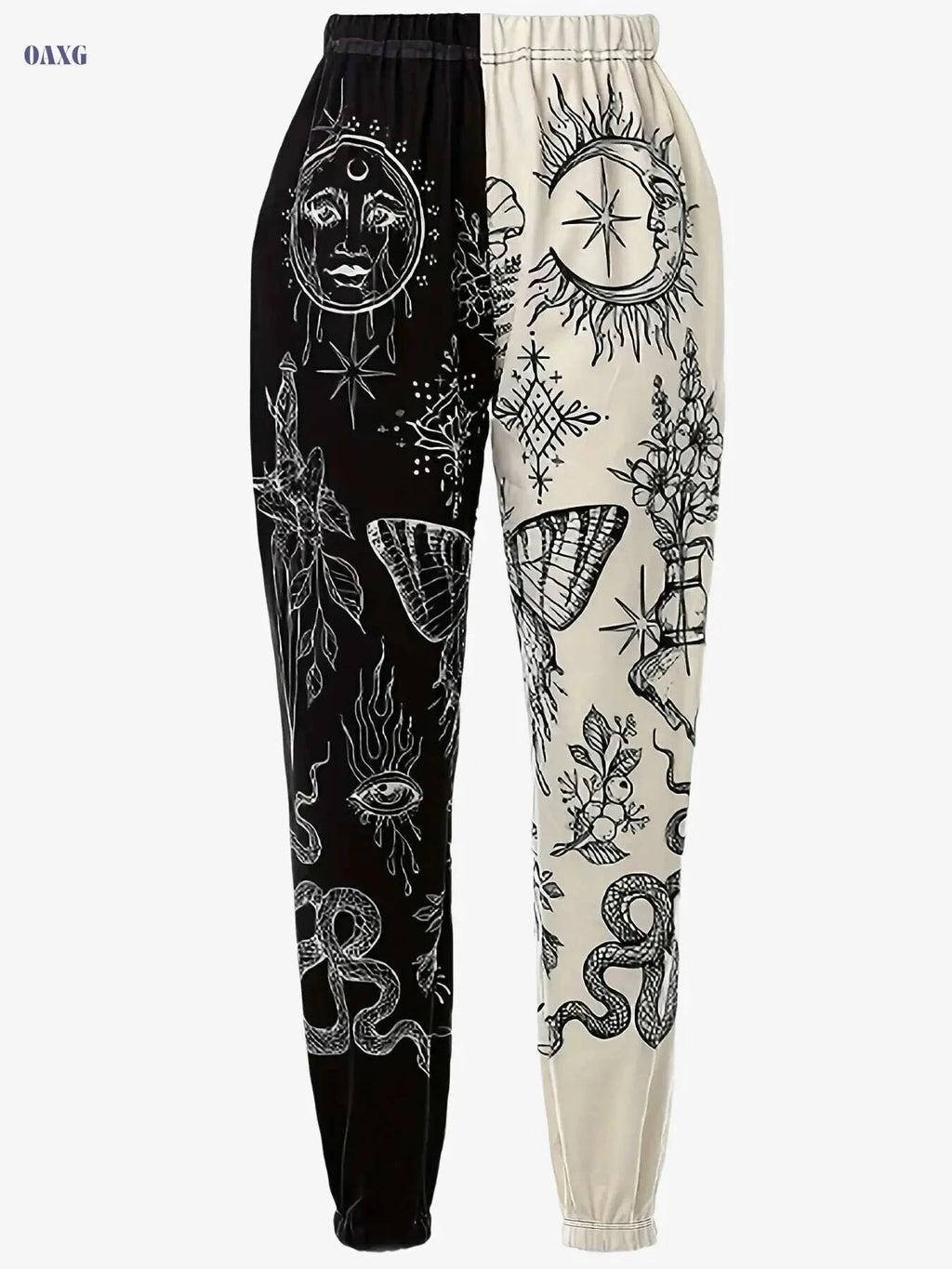 Funny Print Women's Casual Sports Pants - Elastic Waist Athleisure Style   OAXG Mixed Color / S