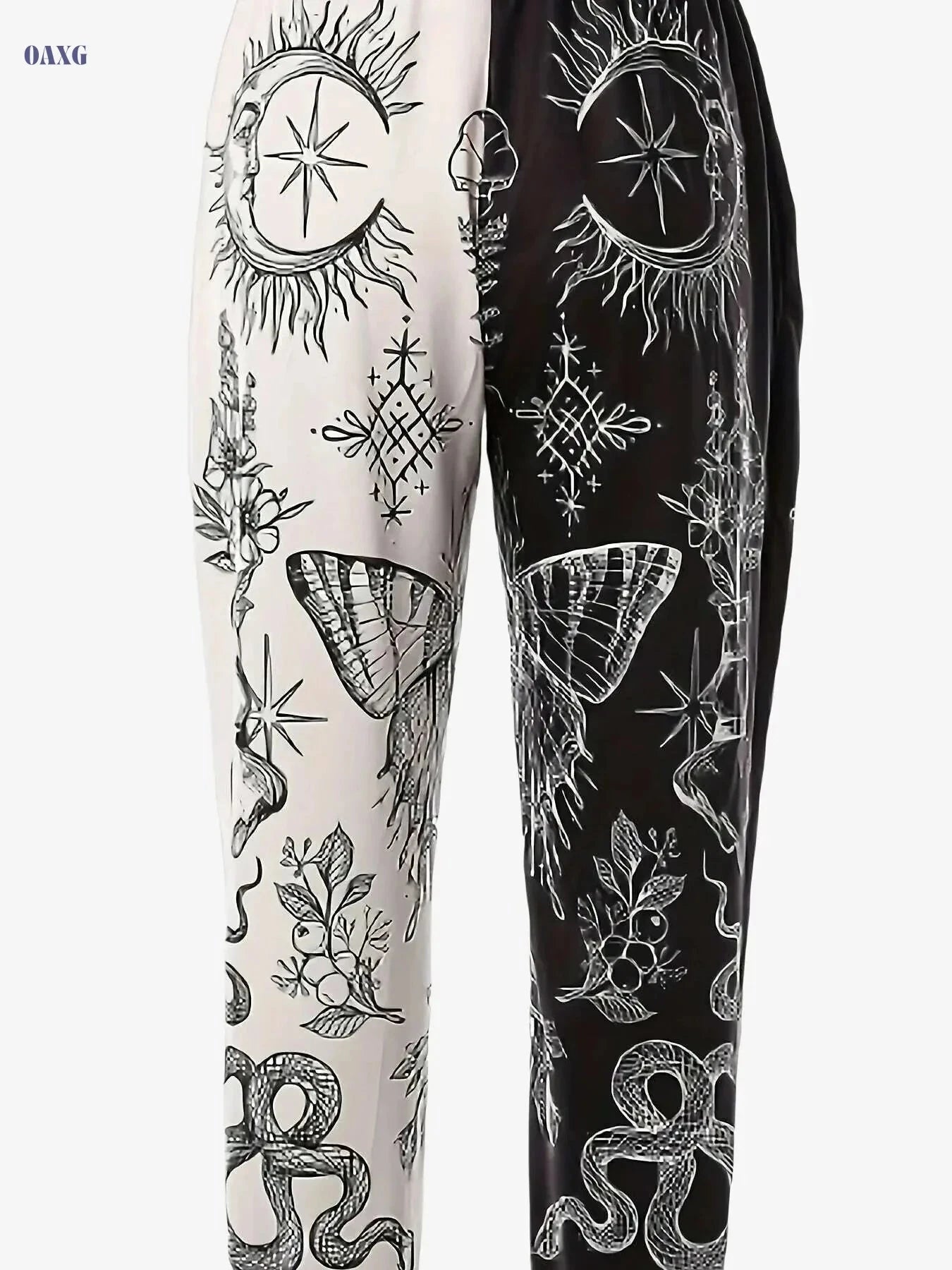 Funny Print Women's Casual Sports Pants - Elastic Waist Athleisure Style   OAXG Mixed Color / S