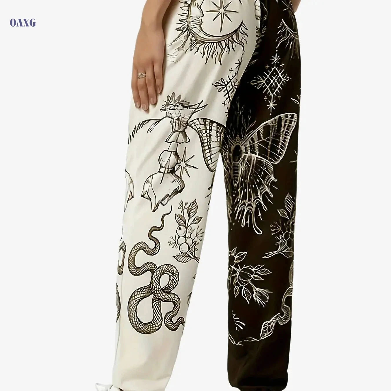 Funny Print Women's Casual Sports Pants - Elastic Waist Athleisure Style   OAXG Mixed Color / S