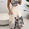 Gavin Women's Summer Tropical Print Skirt Set - Casual Halter Style   OAXG 