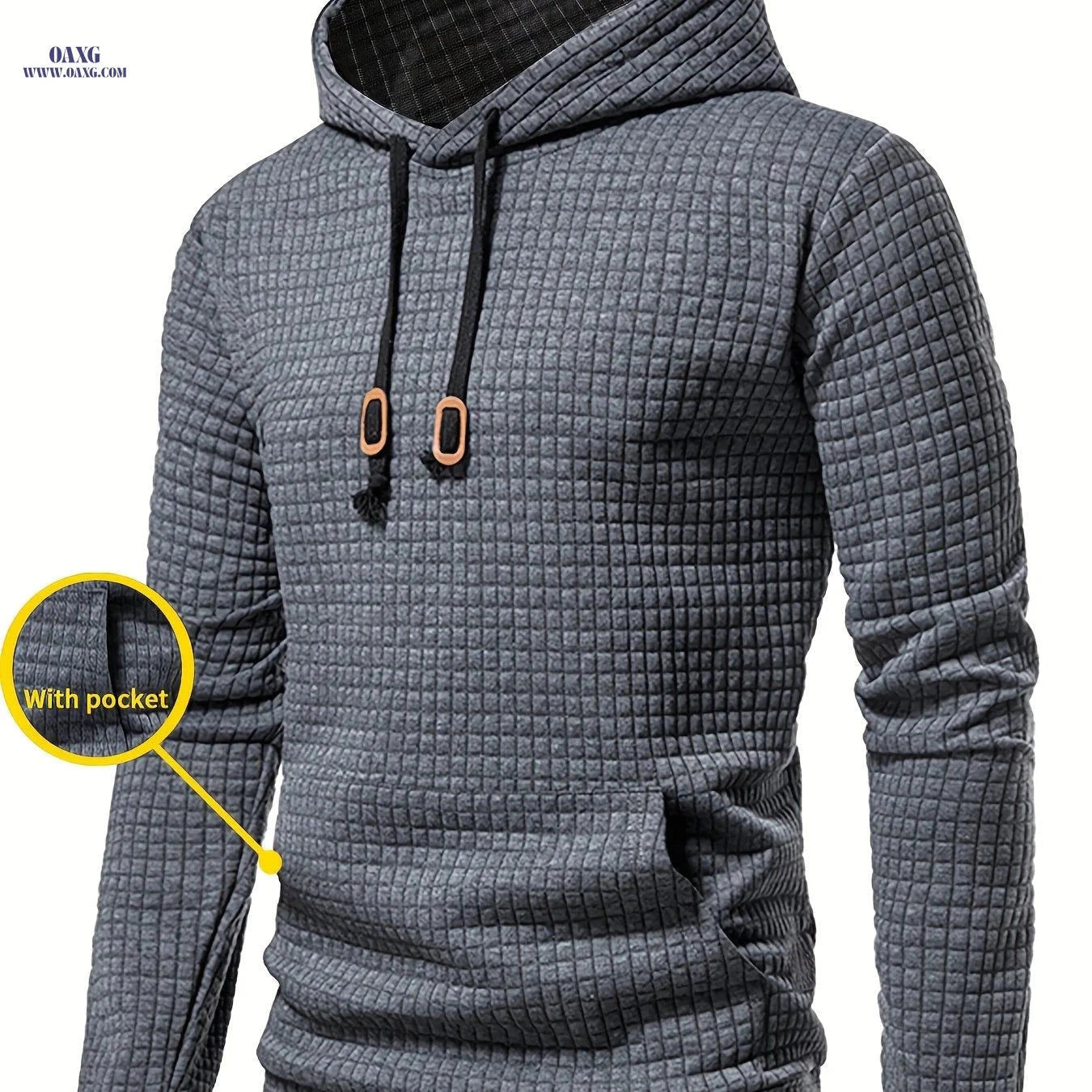 GEKM Men's Jacquard Check Pullover Sweatshirt - Long Sleeve Casual Wear   OAXG 