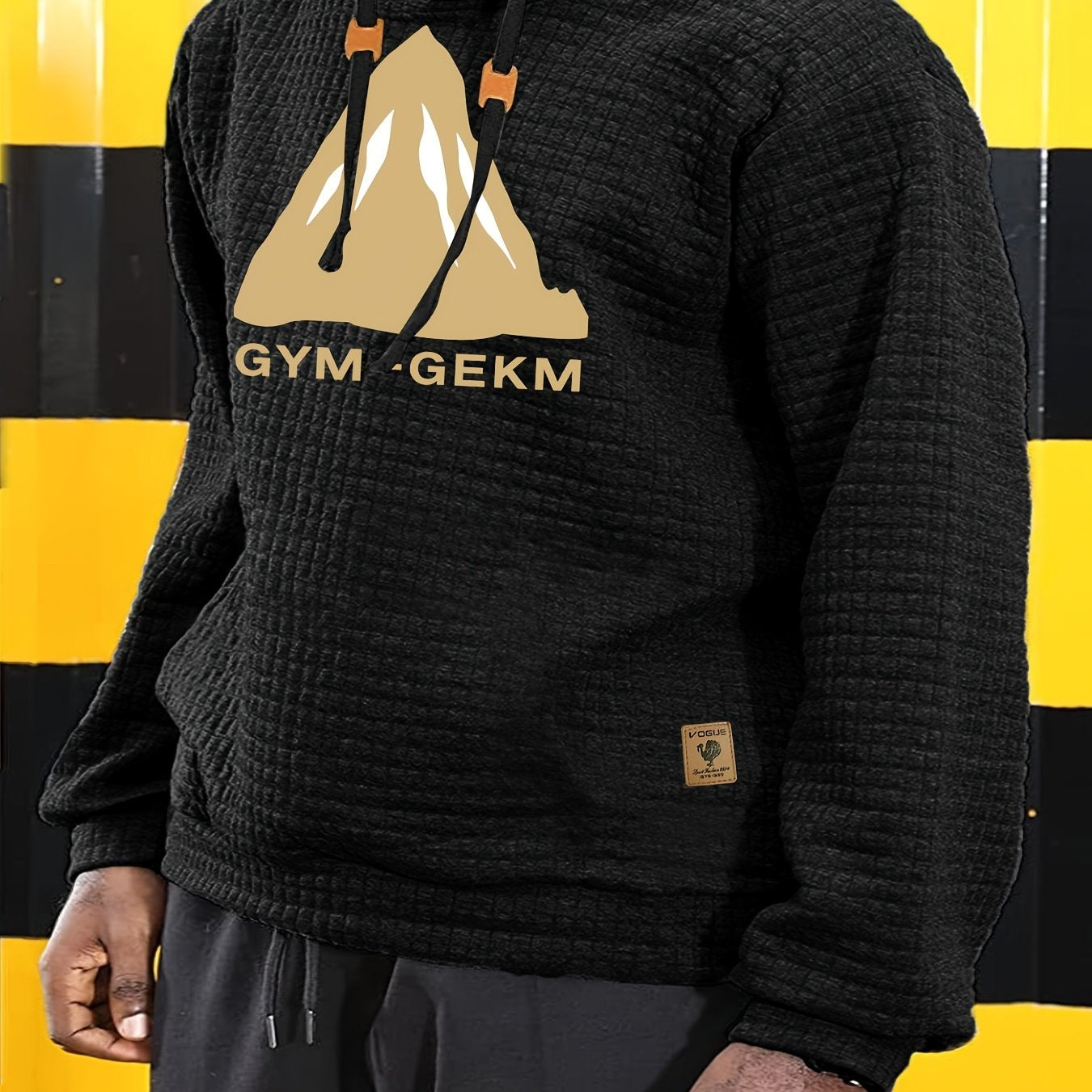 GEKM Men's Jacquard Check Pullover Sweatshirt - Long Sleeve Casual Wear   OAXG 