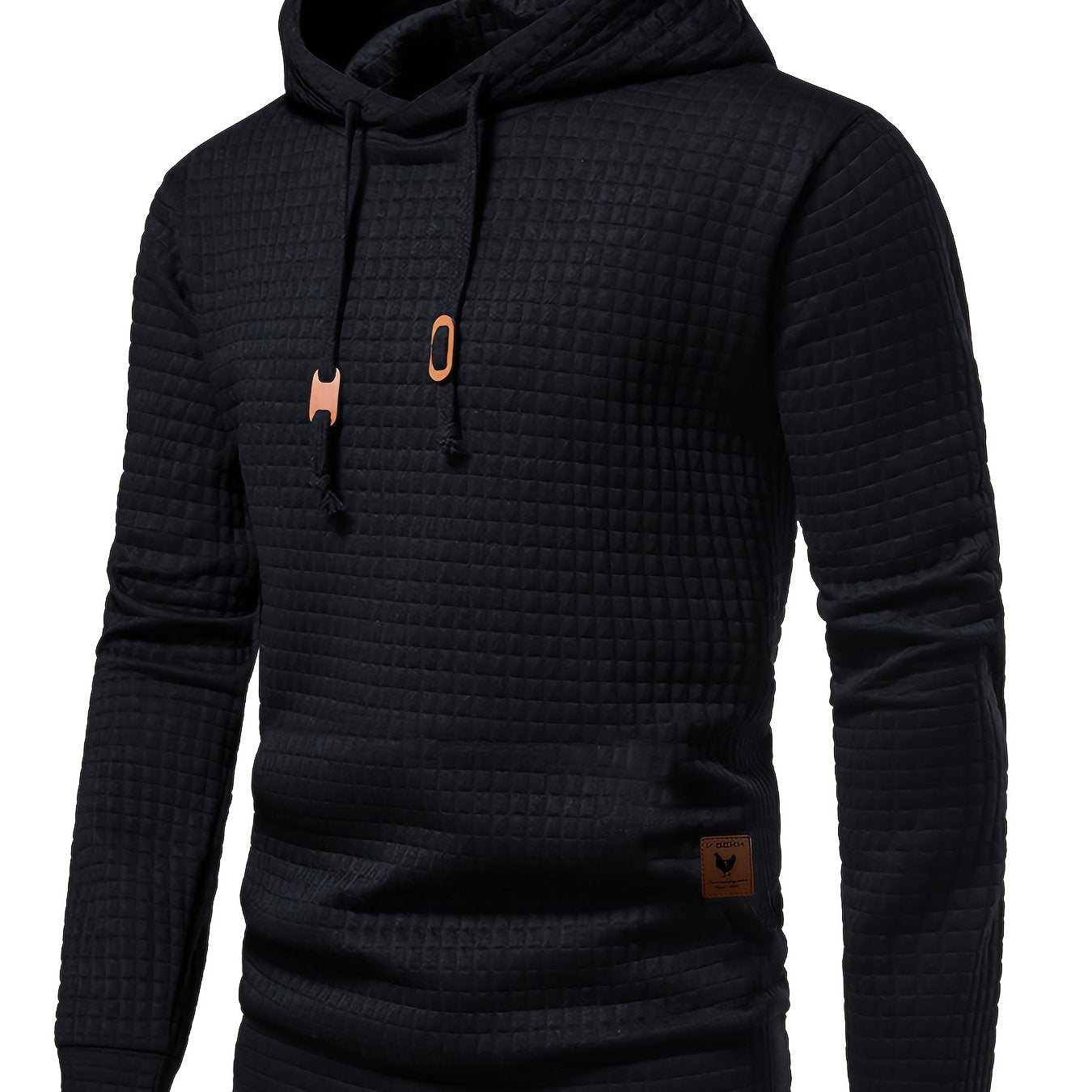 GEKM Men's Jacquard Check Pullover Sweatshirt - Long Sleeve Casual Wear   OAXG Black With Pockets / FR S