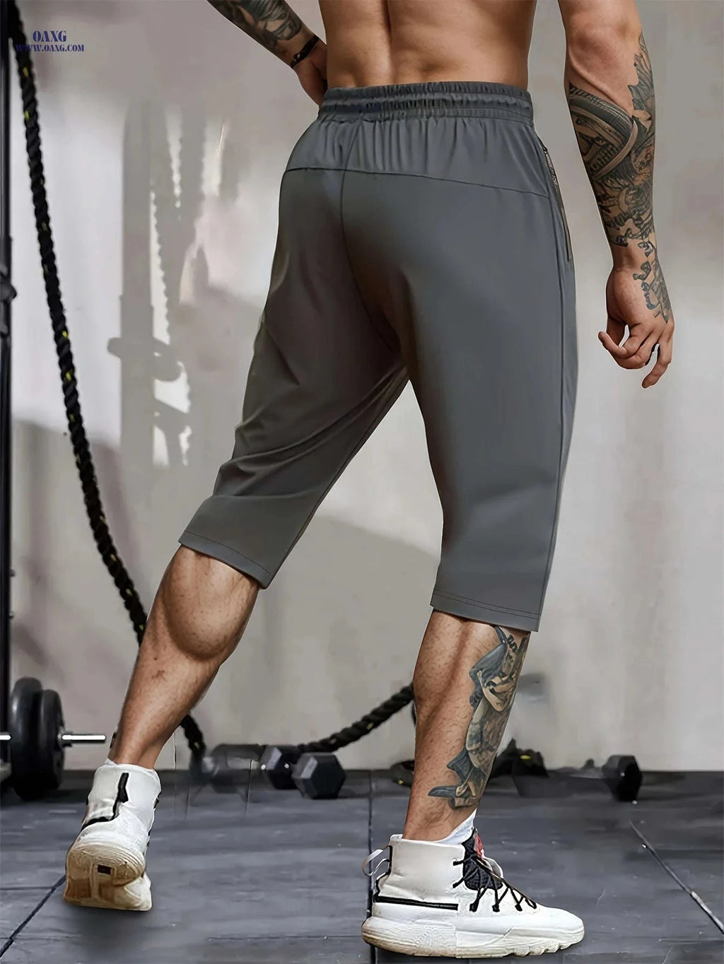 Gengyuan Men's Cool-Feel Sports Capri Pants - Lightweight & Quick-Drying   OAXG 