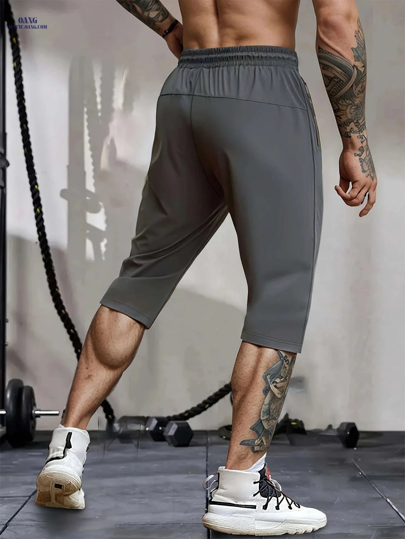 Gengyuan Men's Cool-Feel Sports Capri Pants - Lightweight & Quick-Drying   OAXG 