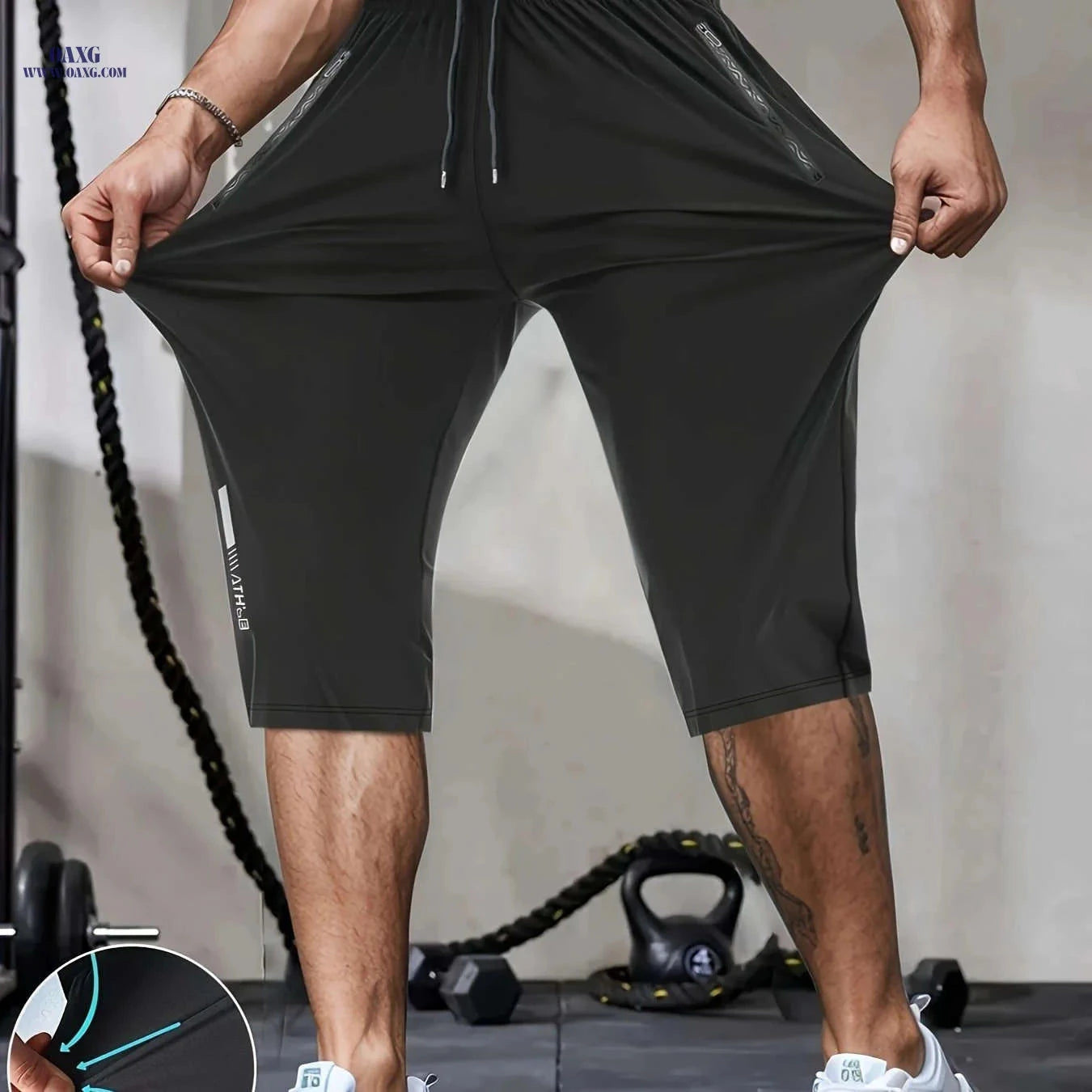 Gengyuan Men's Cool-Feel Sports Capri Pants - Lightweight & Quick-Drying   OAXG Grey / FR XS