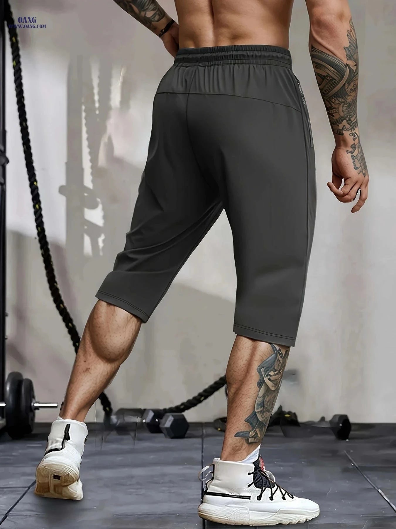 Gengyuan Men's Cool-Feel Sports Capri Pants - Lightweight & Quick-Drying   OAXG 