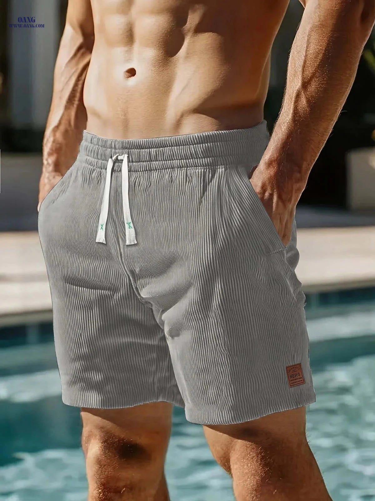 Gengyuan Men's Corduroy Shorts - Stylish, Comfortable & Versatile   OAXG Grey / FR S