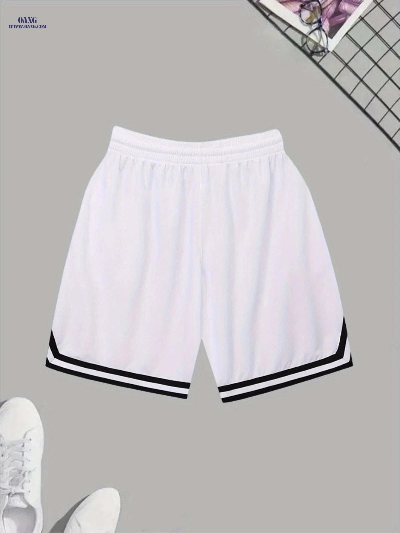 Gengyuan Men's Printed Basketball Shorts - Slightly Stretchy & Casual   OAXG White / FR S