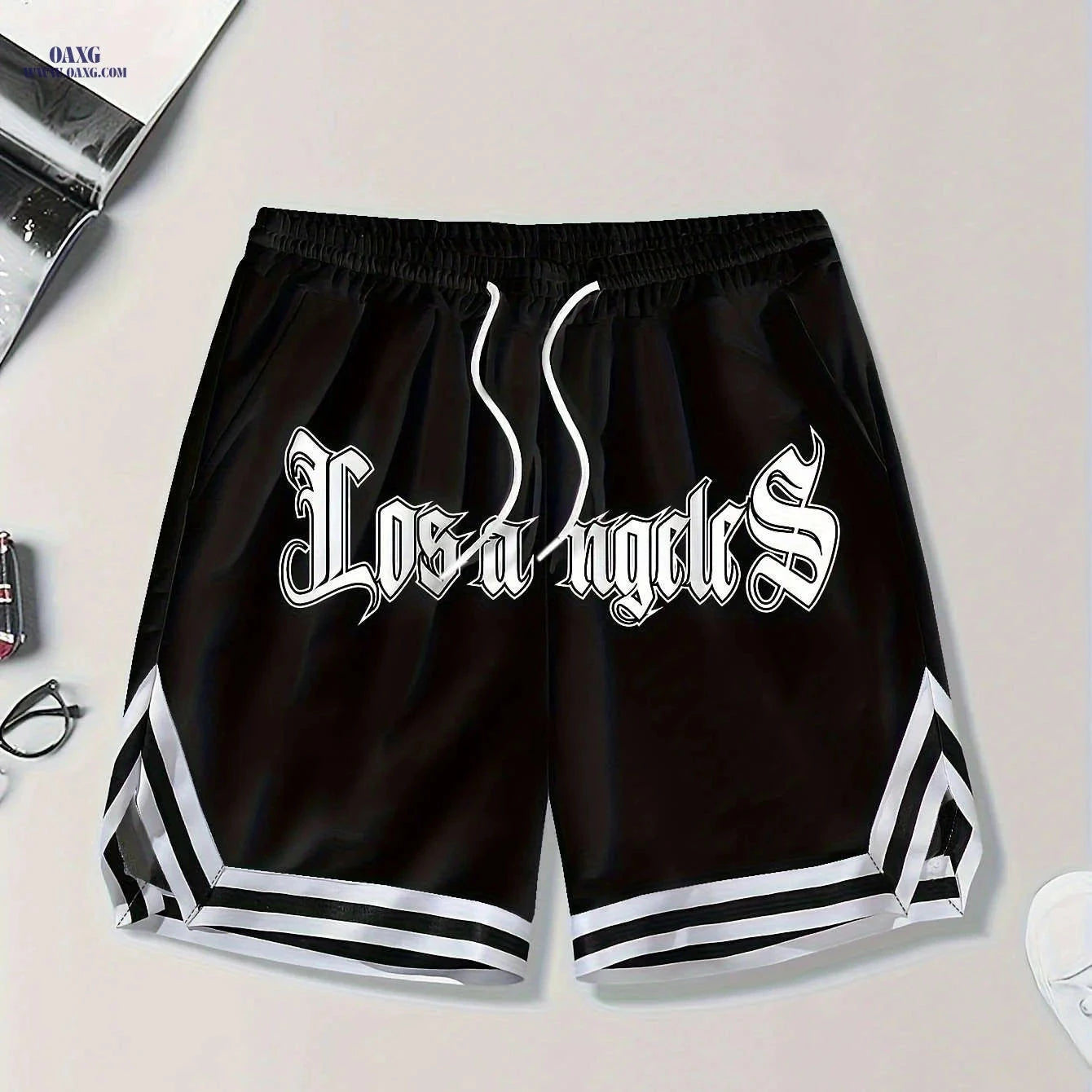 Gengyuan Men's Printed Basketball Shorts - Slightly Stretchy & Casual   OAXG White / FR S