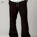 Gentlemen's Casual Knitted Pants - Drawstring Waist, Solid Color Style   OAXG Black / S