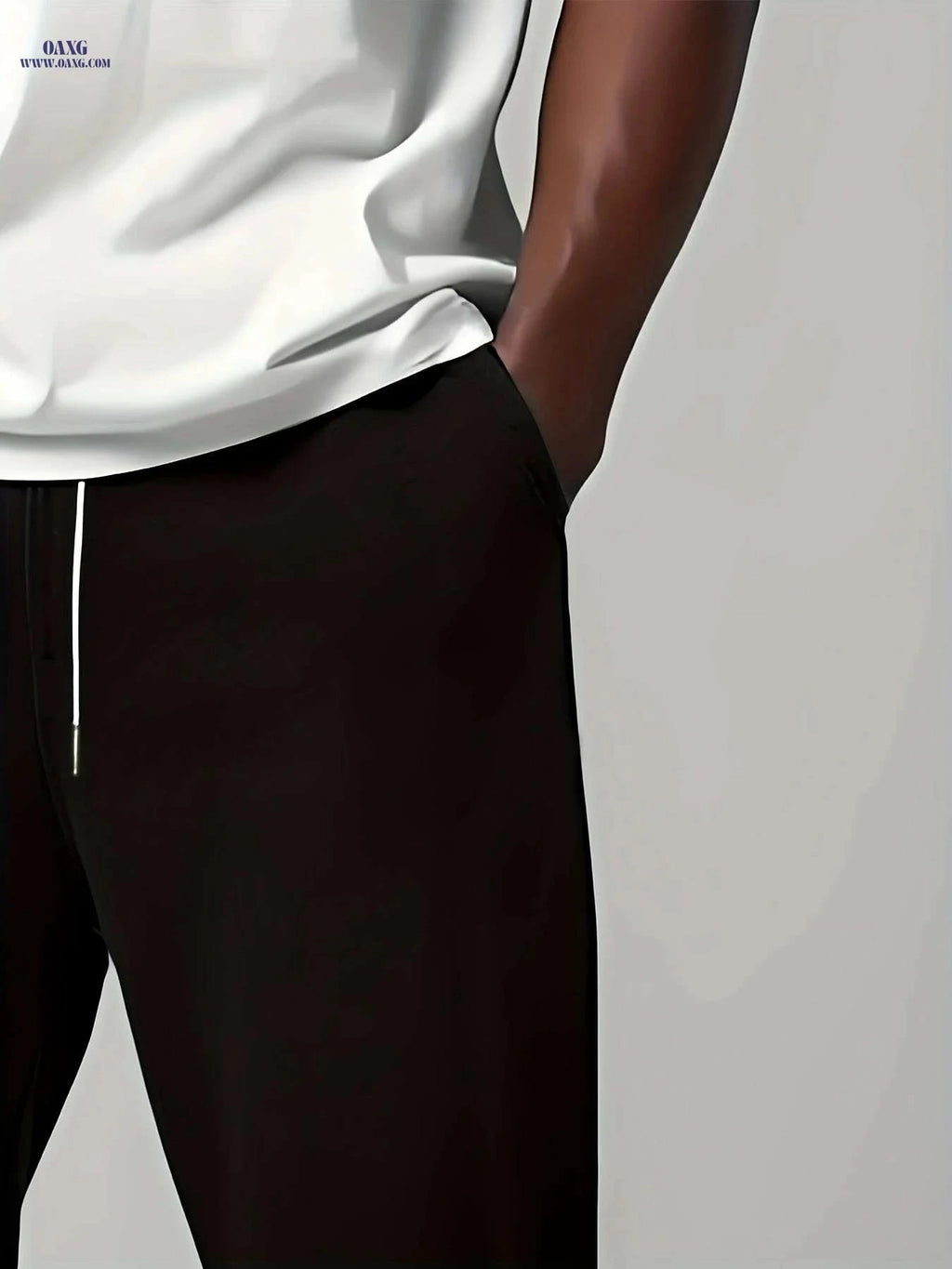 Gentlemen's Casual Knitted Pants - Drawstring Waist, Solid Color Style   OAXG Black / S
