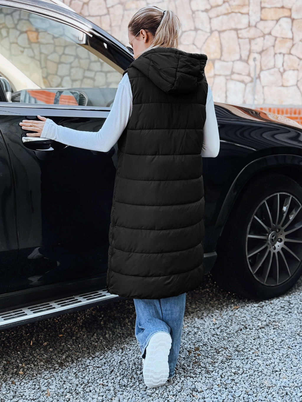 Gilet Long à Capuche Femme - Mode Élégante, Poches Pratiques   OAXG Green / S