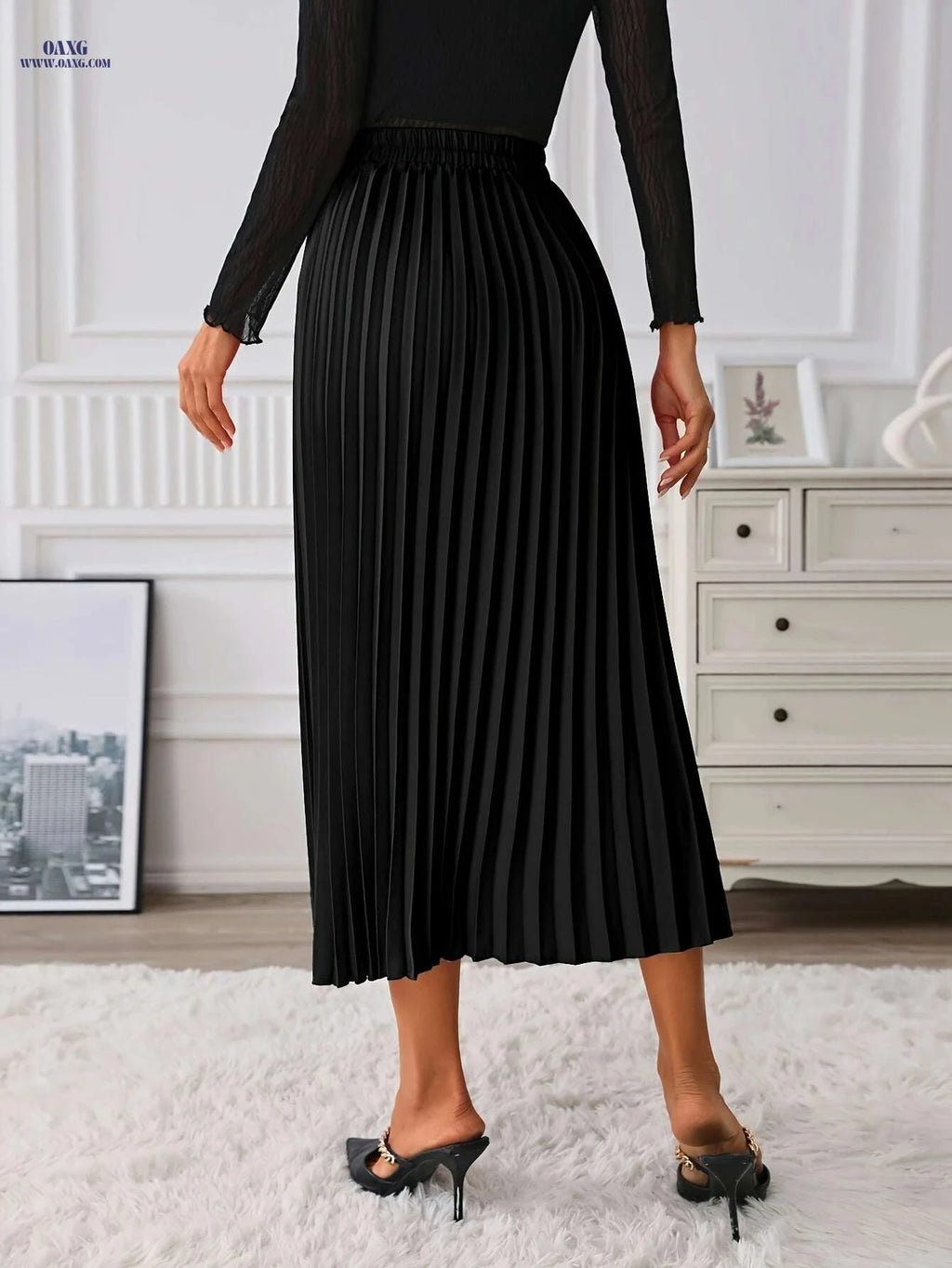 Golden Elegant Skirt for Women - Stylish Half-Length Summer Wear   OAXG 