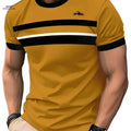 Golden Mountain Print T-Shirt - Men's Crew Neck, Comfortable Summer Style   OAXG Mixed Color / S