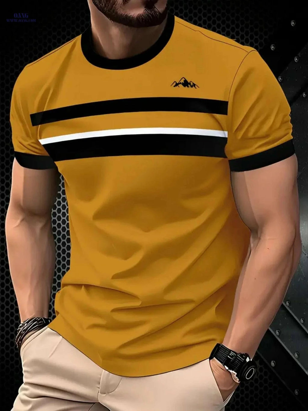 Golden Printed Men's Crew Neck T-Shirt - Comfortable & Stretchy   OAXG Mixed Color / S