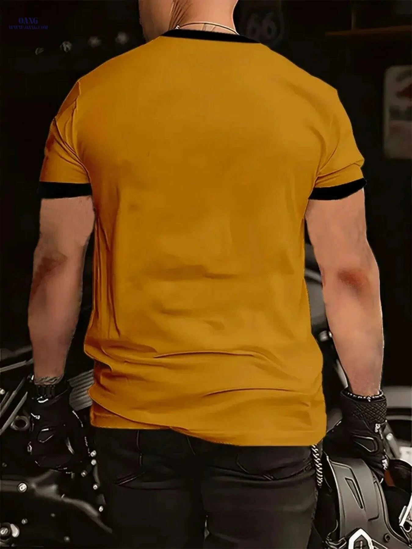 Golden Printed Men's Crew Neck T-Shirt - Comfortable & Stretchy   OAXG Mixed Color / S