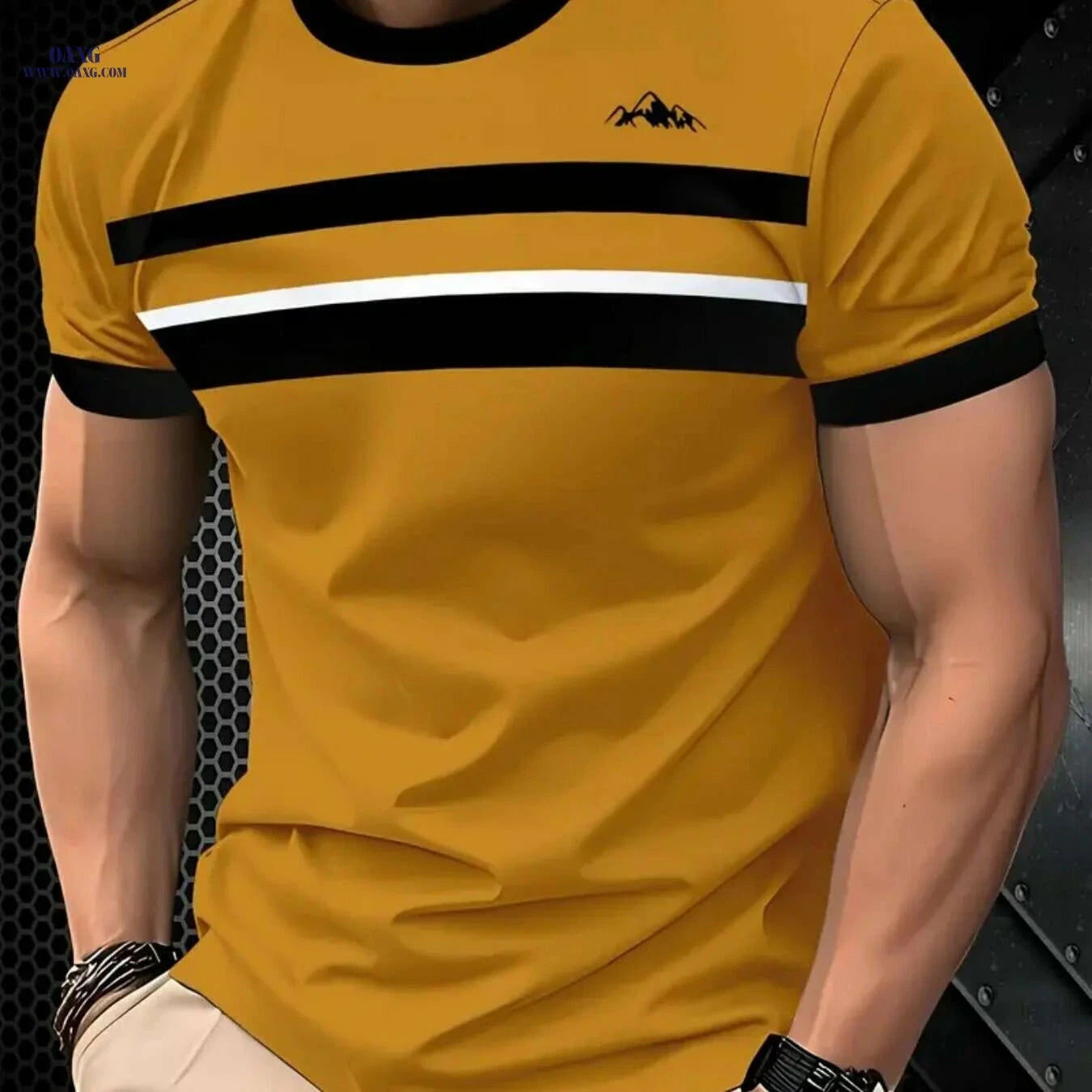 Golden Printed Men's Crew Neck T-Shirt - Comfortable & Stretchy   OAXG Mixed Color / S