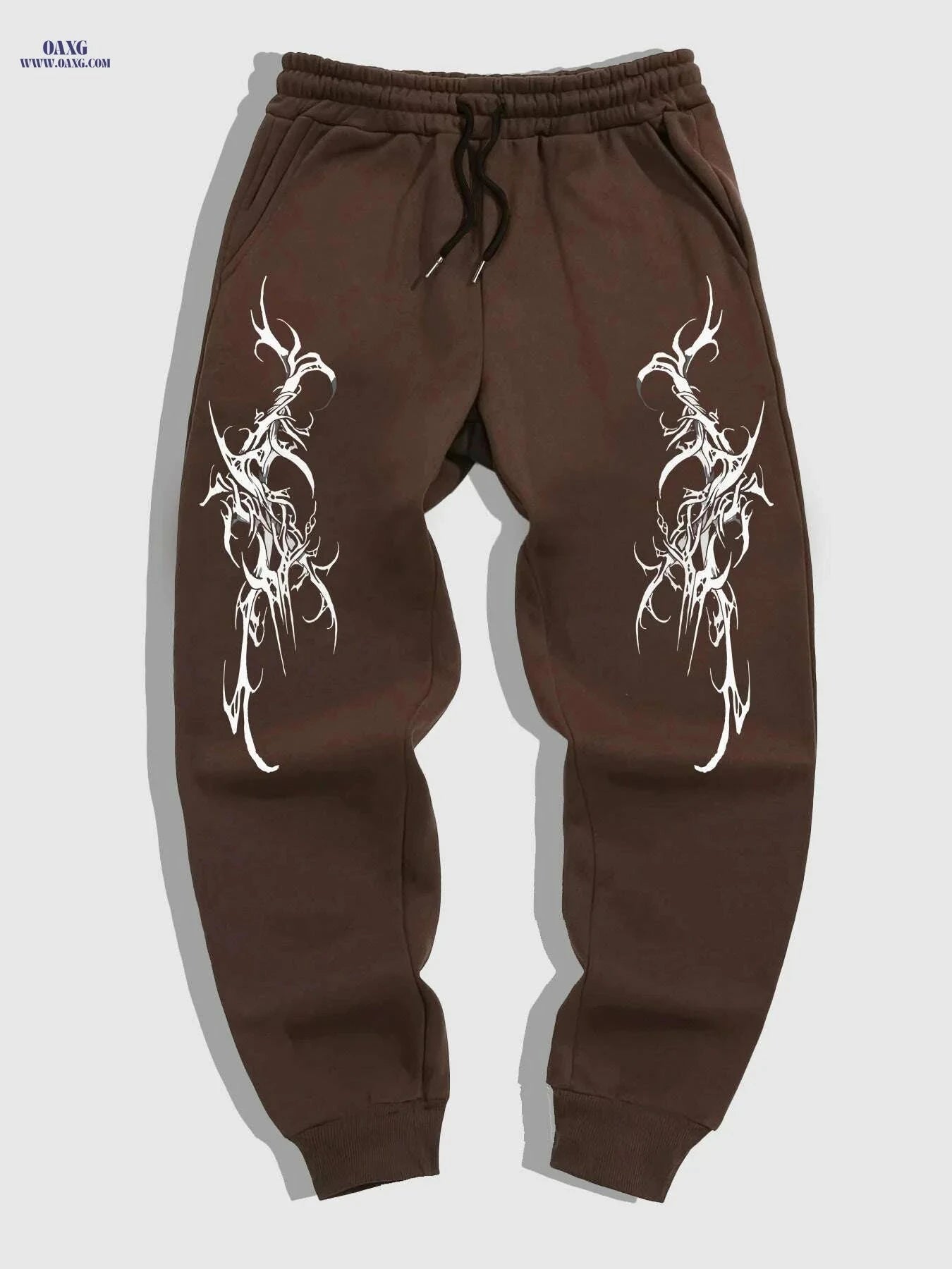 Gothic Casual Joggers for Men - Black White Geometric Pattern Comfort   OAXG 