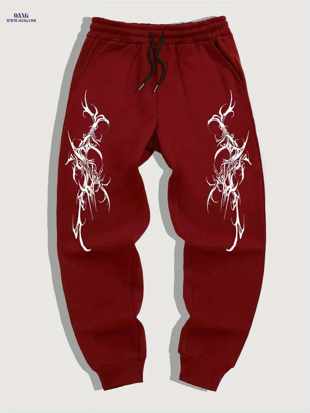 Gothic Casual Joggers for Men - Black White Geometric Pattern Comfort   OAXG 