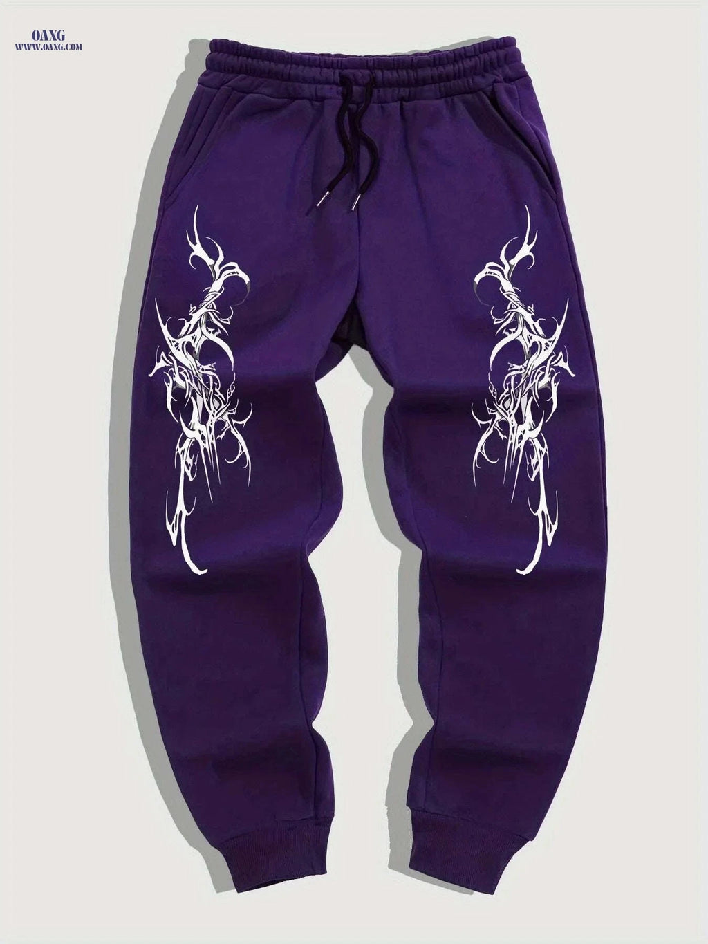 Gothic Casual Joggers for Men - Black White Geometric Pattern Comfort   OAXG 