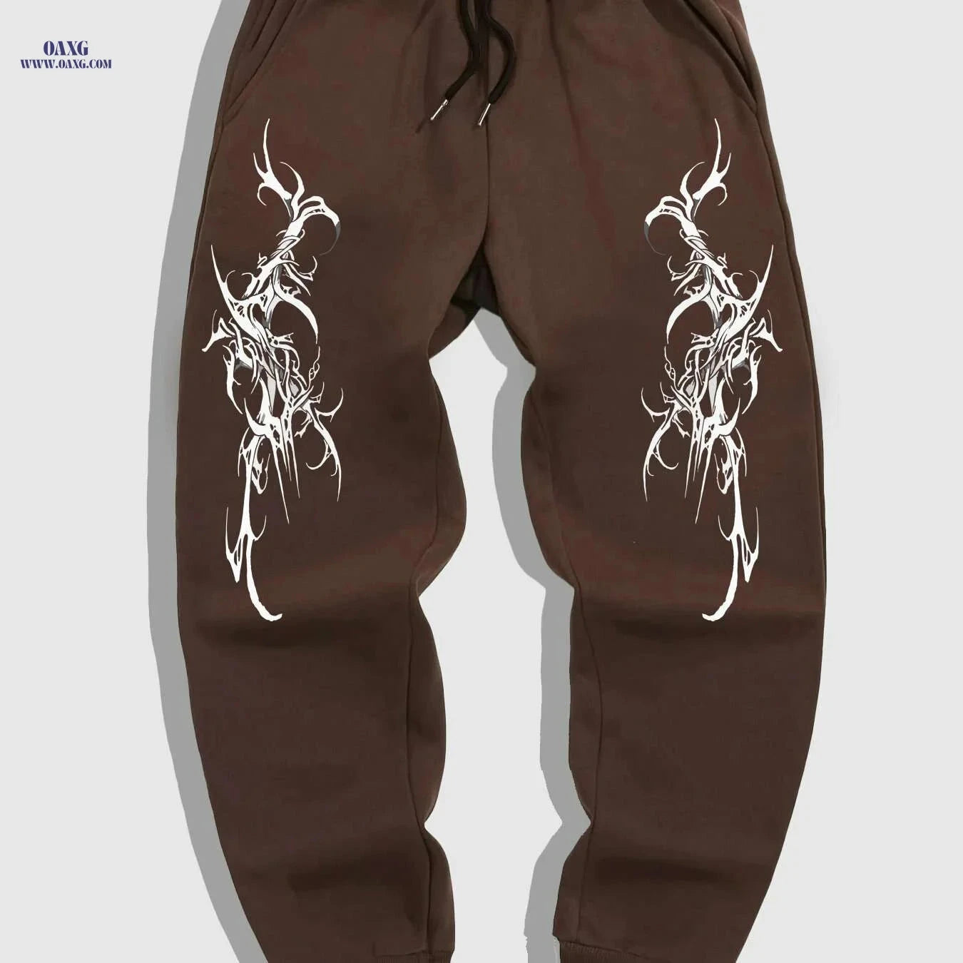 Gothic Casual Joggers for Men - Black White Geometric Pattern Comfort   OAXG Black / M