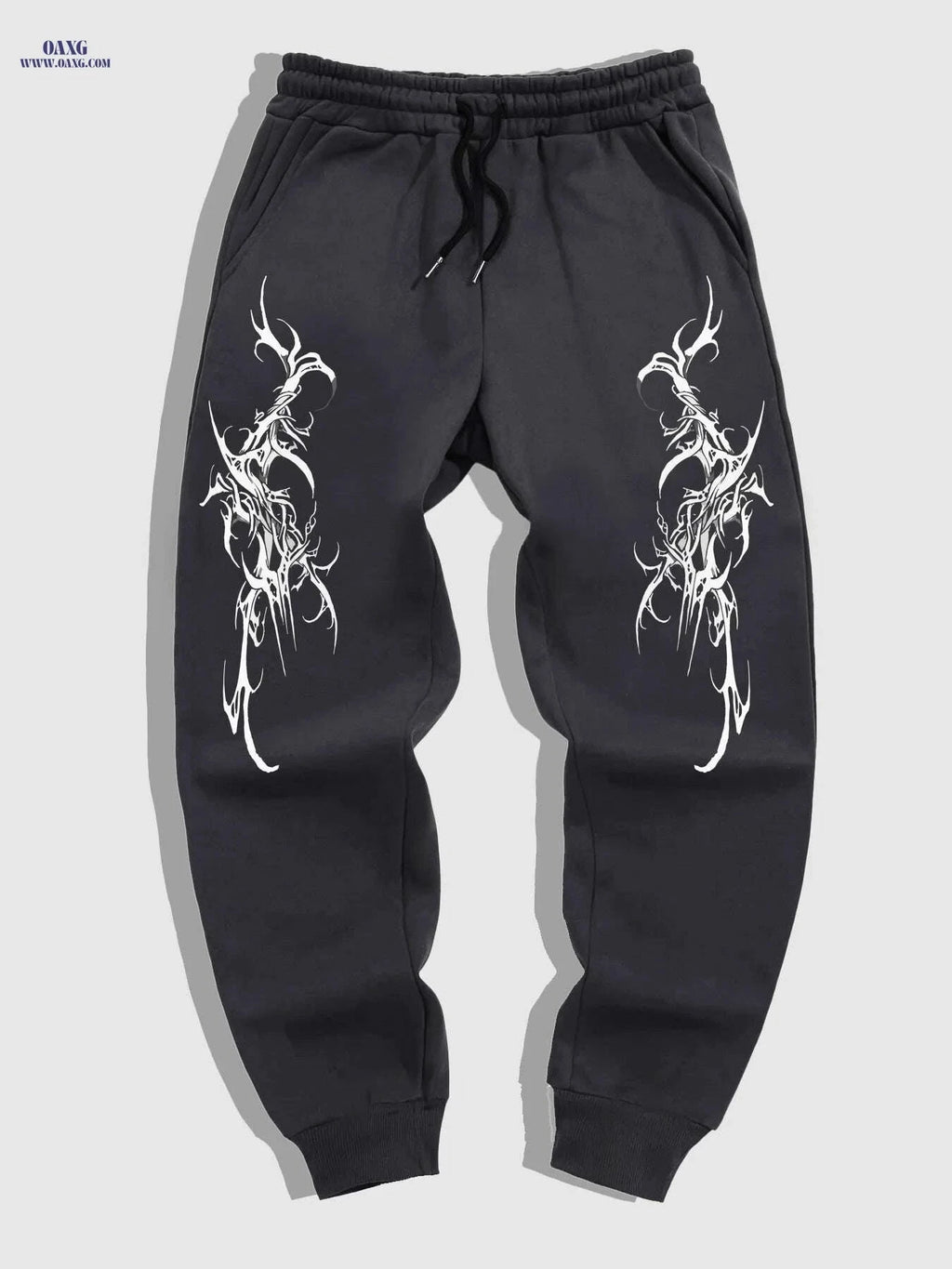 Gothic Casual Joggers for Men - Black White Geometric Pattern Comfort   OAXG Black / M