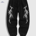 Gothic Casual Joggers for Men - Black White Geometric Pattern Comfort   OAXG Black / M