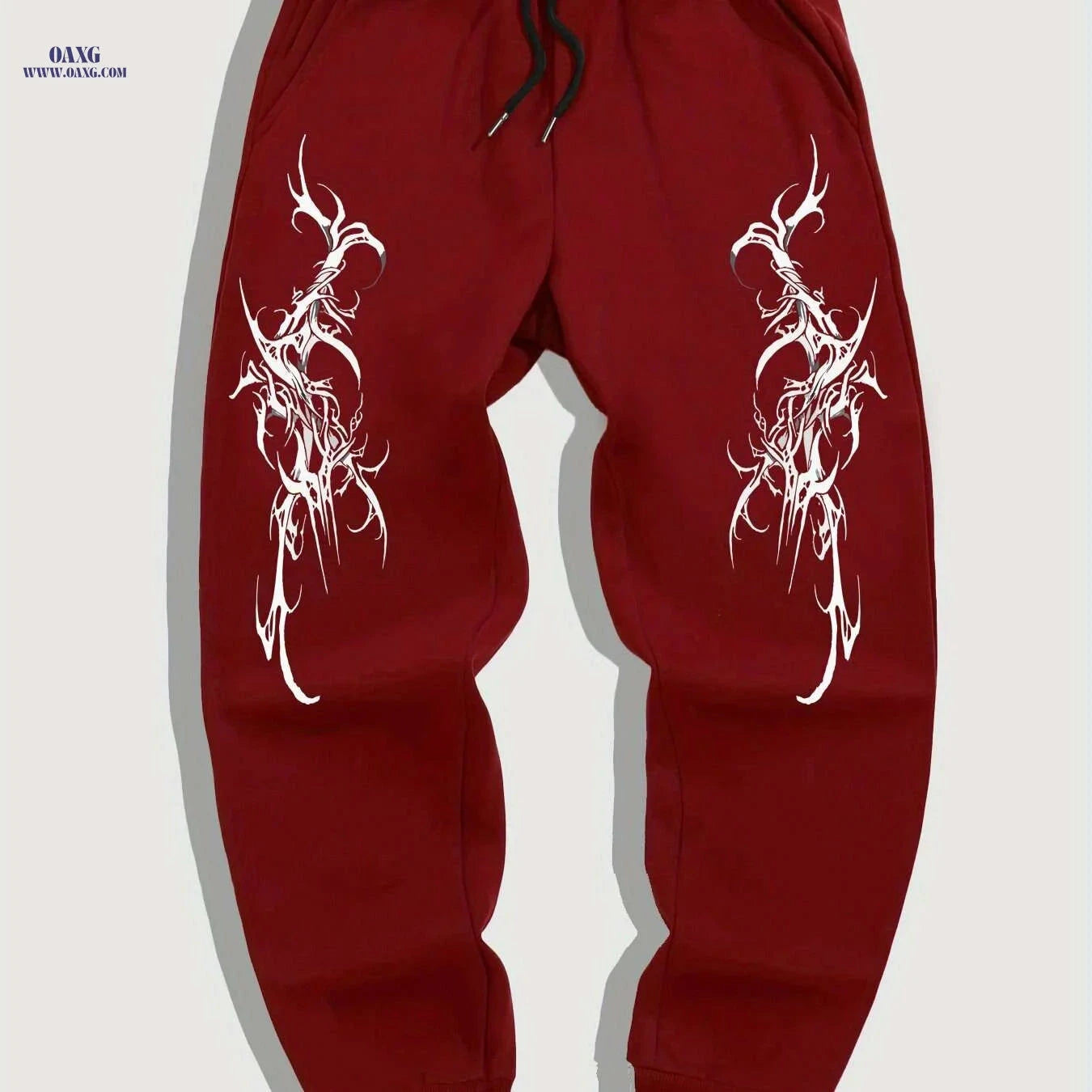 Gothic Casual Joggers for Men - Black White Geometric Pattern Comfort   OAXG 