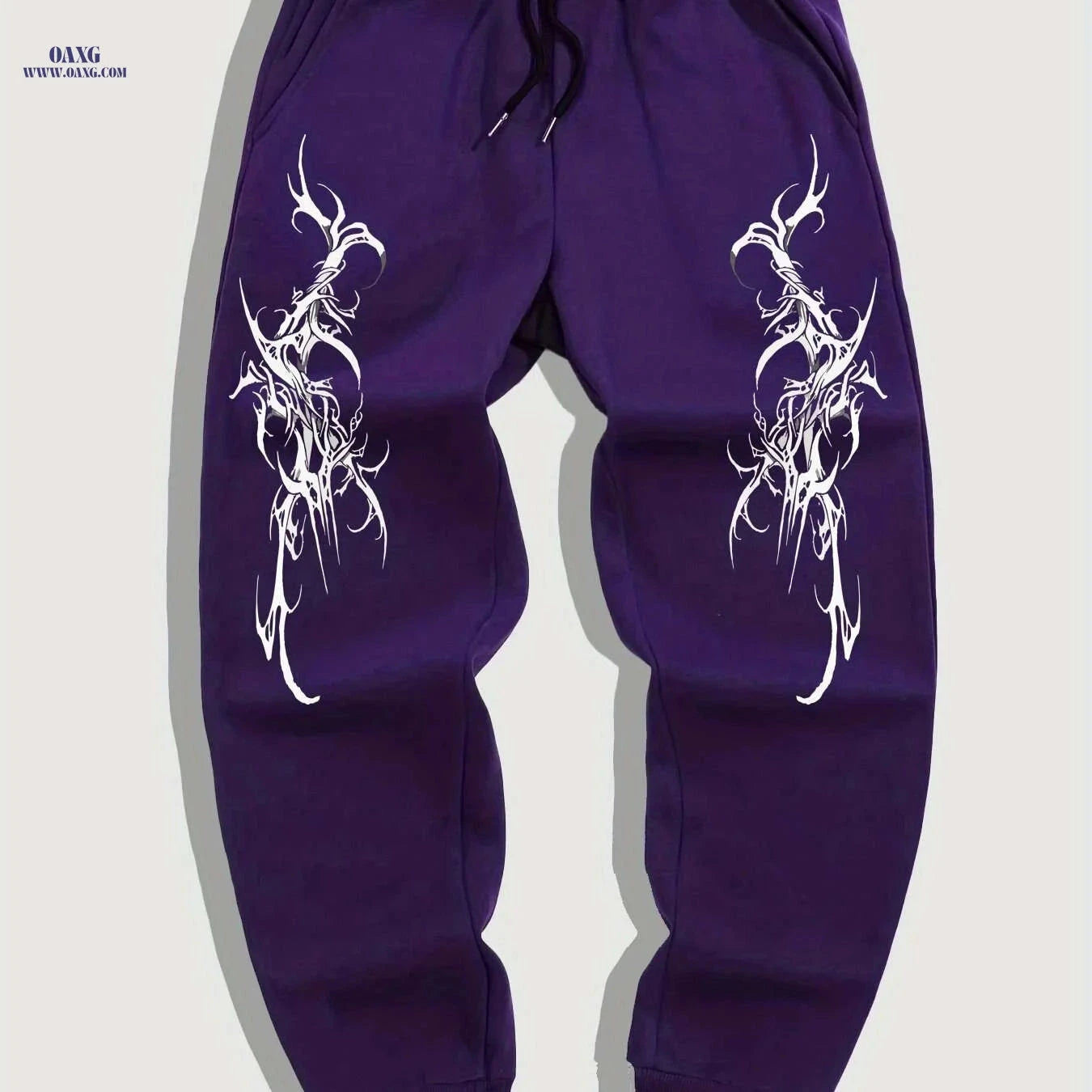 Gothic Casual Joggers for Men - Black White Geometric Pattern Comfort   OAXG 