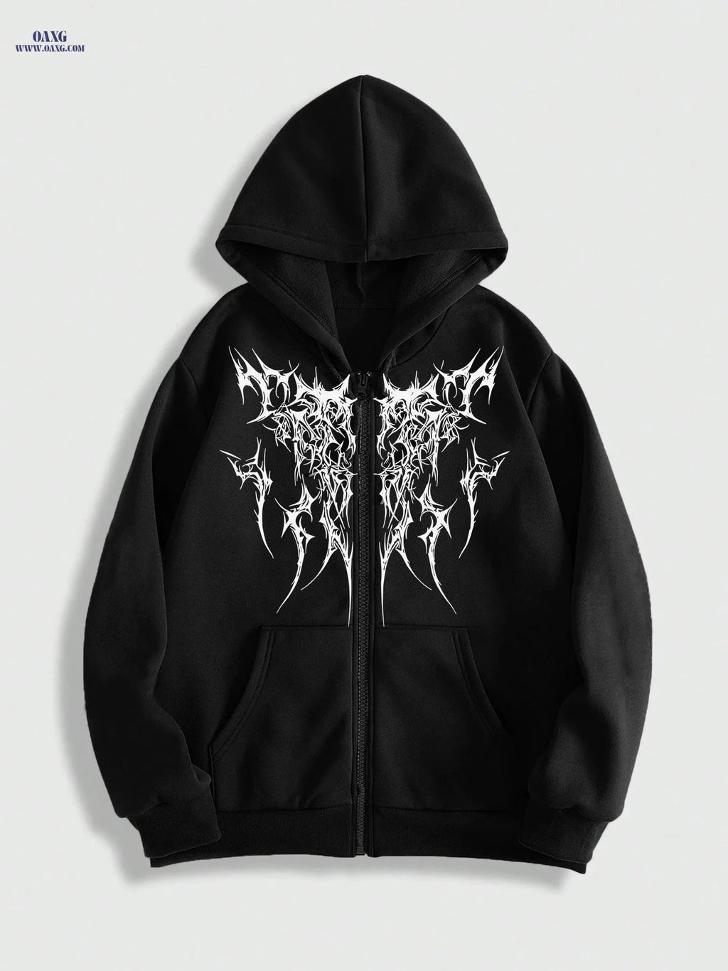 Gothic Printed Men's Zip-Up Hoodie - Spring Casual Style   OAXG Black / FR S