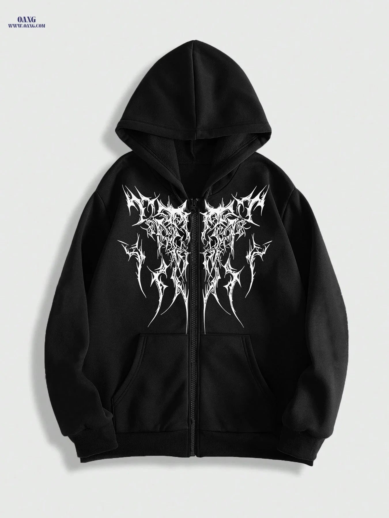 Gothic Printed Men's Zip-Up Hoodie - Spring Casual Style   OAXG Black / FR S