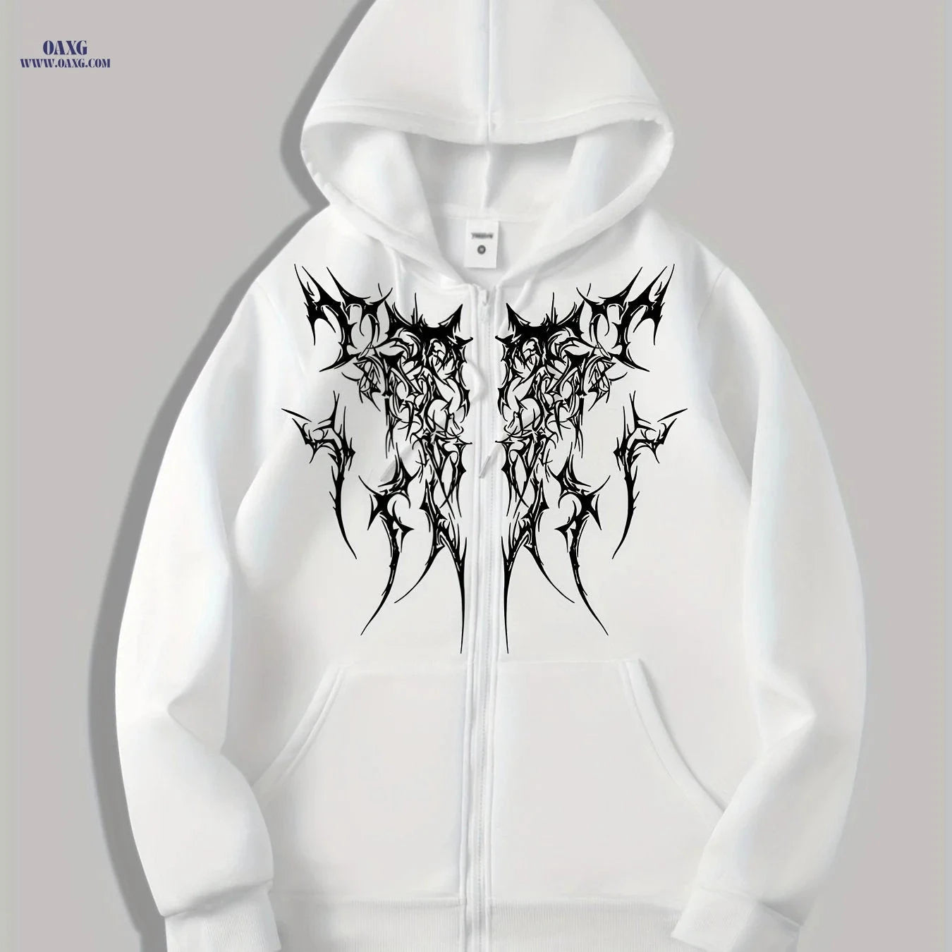 Gothic Printed Men's Zip-Up Hoodie - Spring Casual Style   OAXG Black / FR S